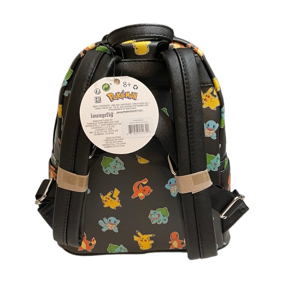 NEW Loungefly Pokemon Starters Black Mini Backpack Exclusive Design New With Tag - Picture 7 of 16